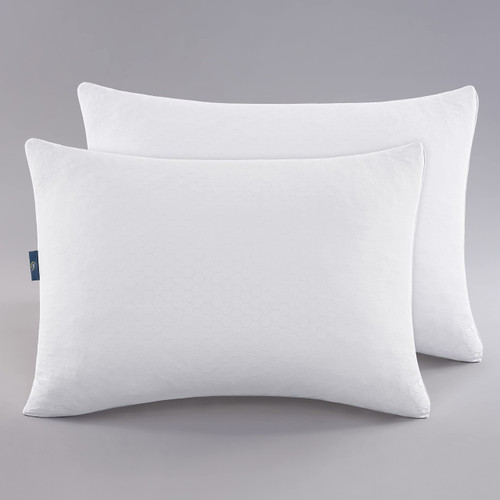 Serta Power Chill Pillows Standard/Queen Size Set of 2, Cooling, Down Alternative Bed Pillow for Side, Stomach or Back Sleepers, White, 1 Count