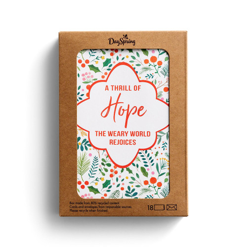 DaySpring - Thrill of Hope Good Steward Christmas Cards - 18 Christmas Boxed Cards with White Envelopes, KJV (J6343)
