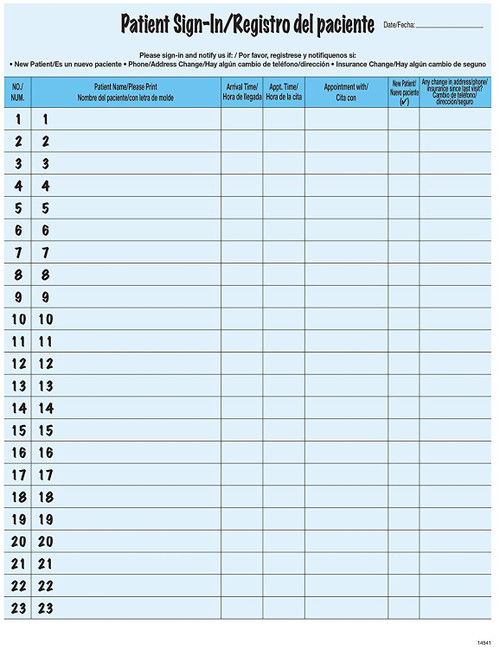 Tabbies Patient Sign-in Label Forms - Letter - 8 1/2" x 11" Sheet Size - Blue Sheet(s) - 125 / Pack