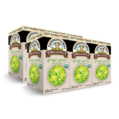 Newman's Own Organic Ginger Green Tea Green Tea with 20 Individually Wrapped Tea Bags Per Box (Pack of 6) USDA Certified Contains Caffeine Brew Hot Newman's Own Organic Ginger Green Tea Green Tea with 20 Individually Wrapped Tea Bags Per Box (Pack of 6) USDA Certified Contains Caffeine Brew Hot