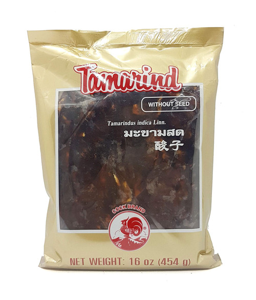 Thai Wet Tamarind Pulp Block Seedless Cock Brand 16 Oz.(Pack of 2)