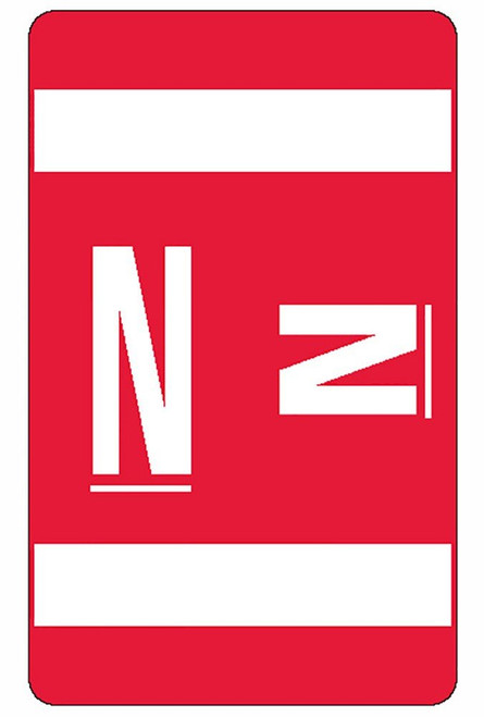 Smead AlphaZ ACCS Color-Coded Alphabetic Label, N, Red, 100 Labels per Pack (67184)
