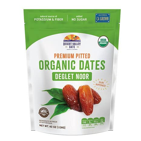 ORGANIC Deglet Noor Premium Pitted Dates Grown in California Sun Ripened OU Kosher by Desert Valley Date, 2.5 lb