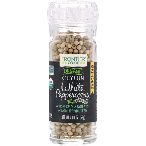 Frontier, Peppercorn White Ceylon Grinder Organic, 2.08 Ounce