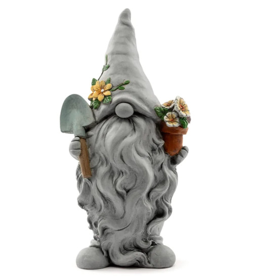 Napco Gnome Flower Pot Slate Grey 11.5 x 6.25 Resin Stone Collectible Figurine