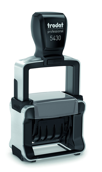 Trodat Professional Date Stamp 5430/L Self-Inking "Eingeganggen - Bezahlt" [Text in German] Blue / Red