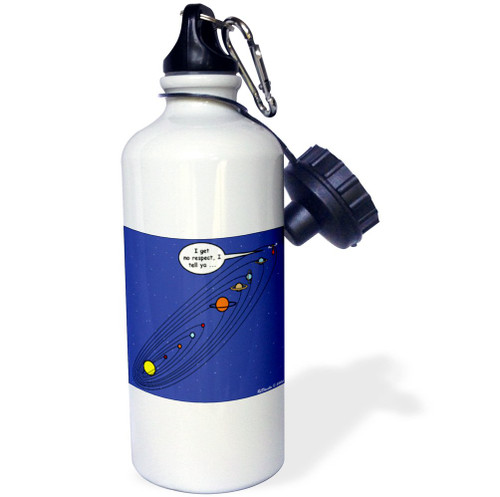 3dRose Pluto Loses Planet Status Sports Water Bottle, 21 oz, White