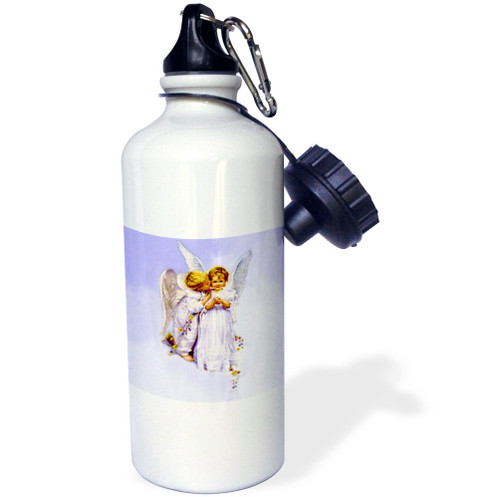 3dRose "Angel Kiss" Sports Water Bottle, 21 oz, White 3dRose "Angel Kiss" Sports Water Bottle, 21 oz, White