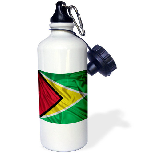 3dRose "Guyana Flag" Sports Water Bottle, 21 oz, White