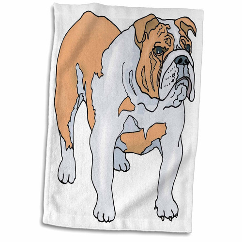 3D Rose Cute and Cuddly Canine Stocky English Bulldog Towel, 15" x 22"