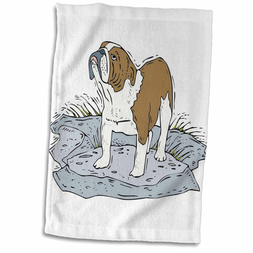 3D Rose Cute and Cuddly Canine Tan English Bulldog Towel, 15" x 22"
