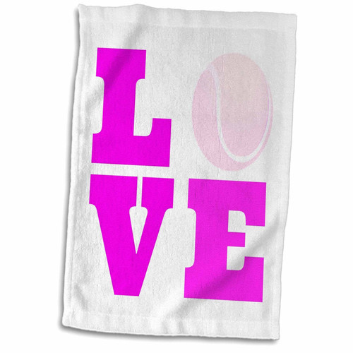 3D Rose Love Tennis Pink White TWL_200771_1 Towel, 15" x 22", Multicolor