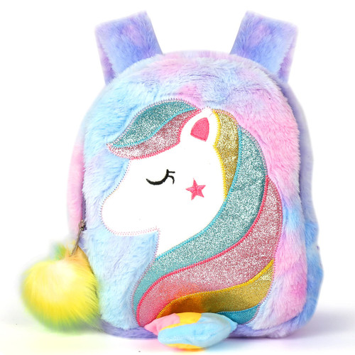 EsOfficce Plush Unicorn Backpack,Mini Unicorn Backpack for Girls, Soft Lightweight Travel Bags for Girls,Purple