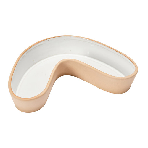 Creative Co-Op Stoneware Bowl, White Dish, 12.25", White & Terracotta