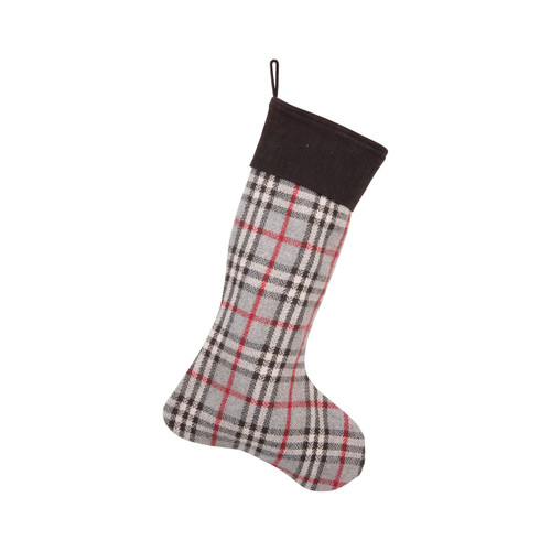 Creative Co-Op Woven Wool Blend Plaid Stocking, Multicolor