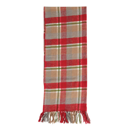 Creative Co-Op Cotton Flannel Table Runner with Fringe, Multicolor Plaid Creative Co-Op Cotton Flannel Table Runner with Fringe, Multicolor Plaid