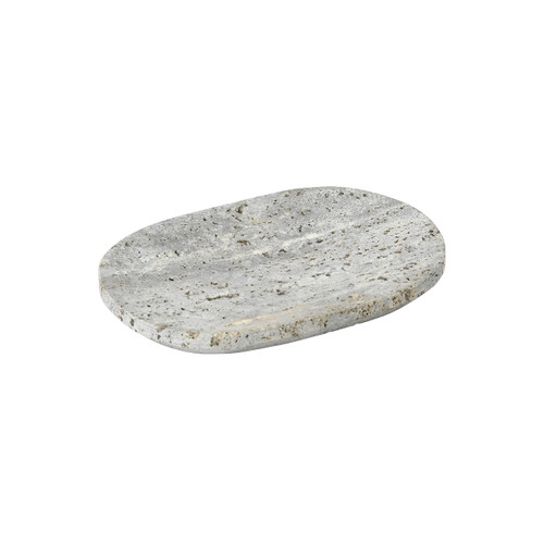 Creative Co-Op Travertine Soap Dish, Grey Bath Decor, 6" L x 4" W x 1" H