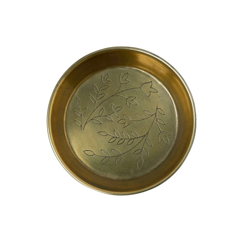 Creative Co-Op Metal Embossed Botanicals, Antique Gold Finish Dish
