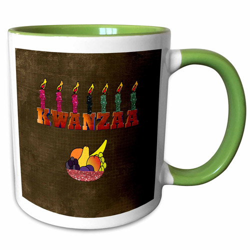 3dRose Beverly Turner Kwanzaa - Seven Candles on Kwanzaa, Bowl of Fruit - Mugs (mug_216653_7)