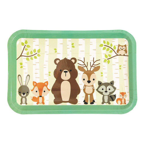 Fun Express Woodland Animals Party Dessert Plates (8pc) for Birthday - Party Supplies - Print Tableware - Print Plates & Bowls - Birthday - 8 Pieces