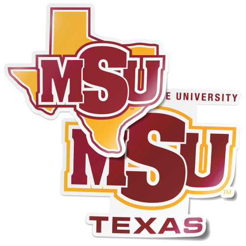 Midwestern State University MSU Mustangs Sticker Vinyl Decal Laptop Water Bottle Car Scrapbook (4 Inch Set V1)