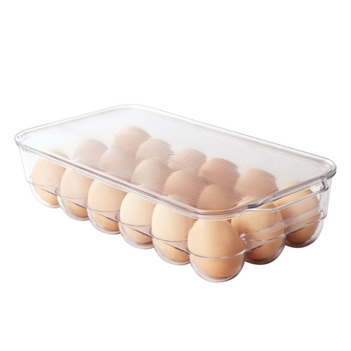 SIMPLEMADE Clear Plastic Egg Holder with Lid- BPA Free Fridge Organizer with Lid, Refrigerator Storage Container 18 Egg Tray