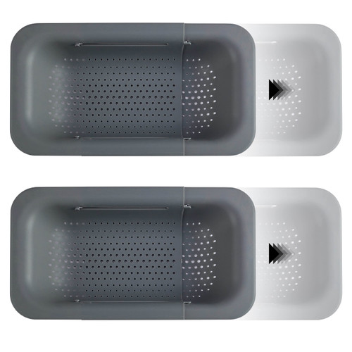 COOK WITH COLOR Over the Sink Strainers - Set of 2 Expandable Colander Basket - Fruit and Vegetable Washing Basket, Large Pasta Colander - Extendable Sink Colander for Kitchen Sink (Grey) COOK WITH COLOR Over the Sink Strainers - Set of 2 Expandable Colander Basket - Fruit and Vegetable Washing Basket, Large Pasta Colander - Extendable Sink Colander for Kitchen Sink (Grey)