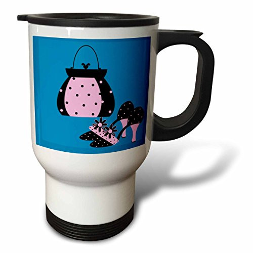 3dRose"Purse and Shoes" Travel Mug, 14 oz, Multicolor
