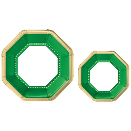 Multipack Octagon-Shaped Paper Plates - 10.5" | Festive Green | Pack of 20