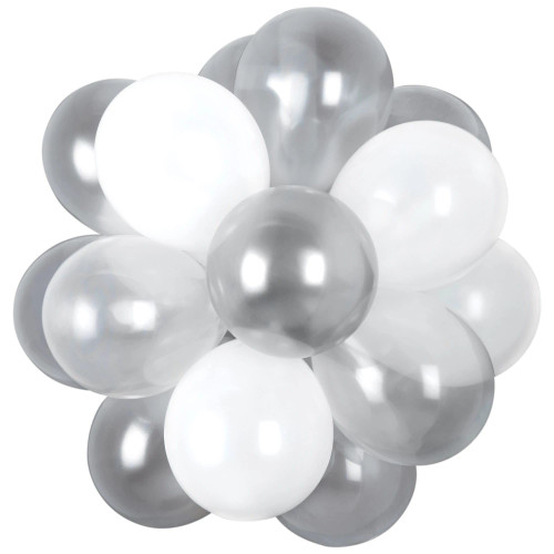 Amscan Air-Filled Latex Balloon Chandelier - 5' | Platinum | 27 Pcs.