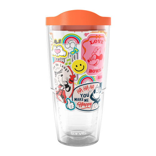 Tervis Disney 100 Anniversary Happy Faces Made in USA Double Walled Insulated Tumbler Travel Cup Keeps Drinks Cold & Hot, 24oz, Classic