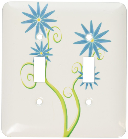 3dRose LLC lsp_41788_2 Blossom Aqua Flowers, Double Toggle Switch