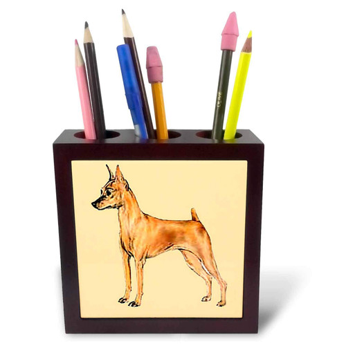 3dRose Red Miniature Pinscher - Tile Pen Holder, 5-inch (ph_938_1)