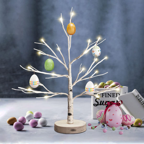 Bvanarn Lighted Birch Easter Tree, Battery/USB Operated Tabletop Tree with 24 to 80 Lights for Easter Decorations, Wedding Centerpieces or Easter Decor