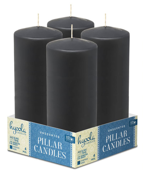 Hyoola Dark Grey Pillar Candles 2x6 Inch - 4 Pack Unscented Pillar Candles - European Made
