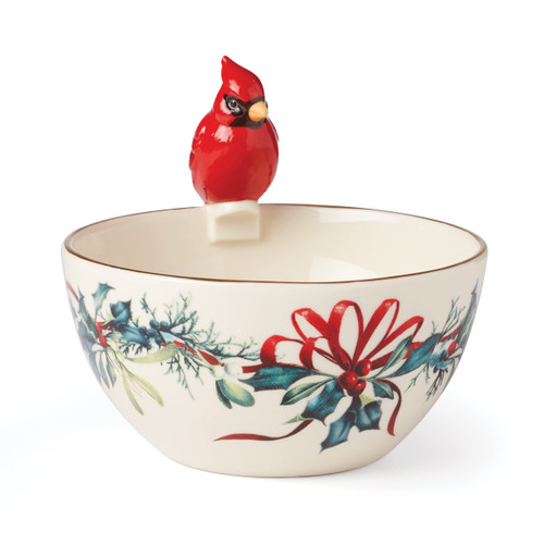 Lenox Winter Greetings Cardinal Bowl, 1.37, Red & Green