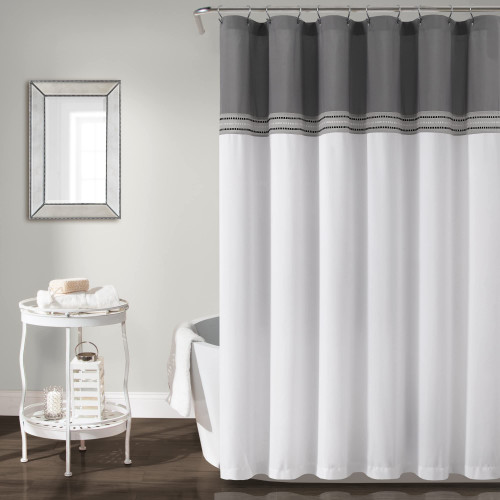 Lush Decor Terra Embroidery Shower Curtain, 72" x 72", Gray & White