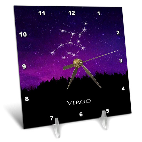 3dRose dc_300633_1 Virgo Constellation Night Sky Astrology Symbol Zodiac Horoscope Sign-Desk Clock, 6 by 6-inch, Multicolor