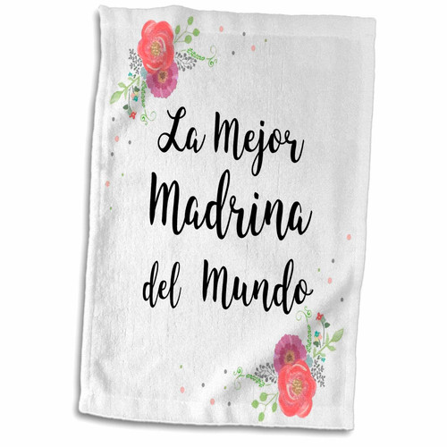 3dRose - InspirationzStore - Love Series - Floral La Mejor Madrina del Mundo Spanish Best Godmother in The World - Towels (twl-312374-1)
