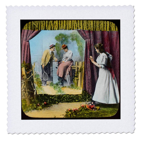 3dRose 6x6 inch Quilt Square, Magic Lantern Slide The Curtain 1890 Victorian WOM 3dRose 6x6 inch Quilt Square, Magic Lantern Slide The Curtain 1890 Victorian WOM