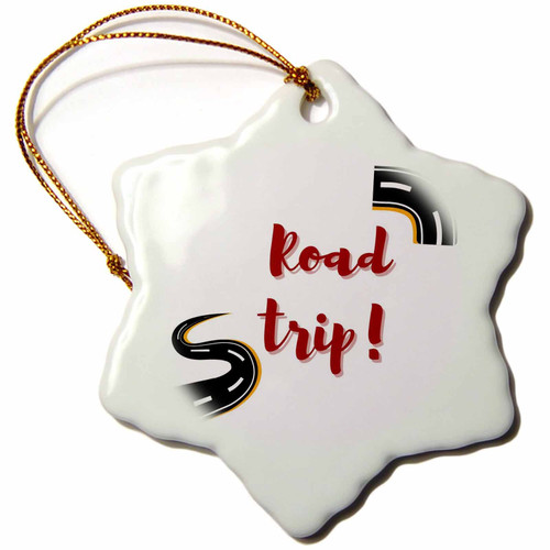 3dRose Simple Travel Quotes and Text of Road Trip - Ornaments (orn-366212-1)