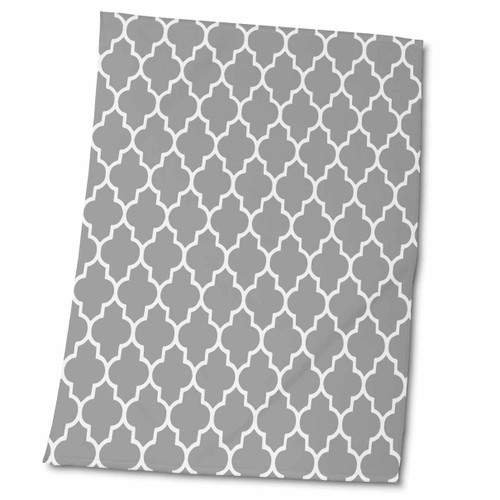 3dRose - InspirationzStore Patterns - Dark Gray Quatrefoil Pattern - Grey Moroccan Tiles - Modern Stylish Geometric Clover Lattice - Towels (twl-120259-2)