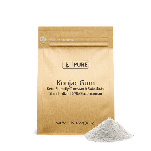 PURE ORIGINAL INGREDIENTS Konjac Gum (1 lb) Glucomannan Konjac Powder, Cornstarch Substitute, Thickener PURE ORIGINAL INGREDIENTS Konjac Gum (1 lb) Glucomannan Konjac Powder, Cornstarch Substitute, Thickener