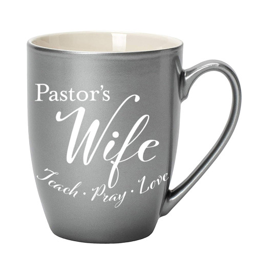 Elanze Designs Pastor's Wife Teach Pray Love Grey 10 ounce New Bone China Coffee Cup Mug