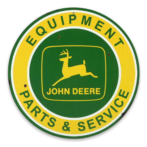 John Deere Equipment Parts and Service Round Metal Sign - Vintage John Deere Sign for Garage or Man Cave John Deere Equipment Parts and Service Round Metal Sign - Vintage John Deere Sign for Garage or Man Cave