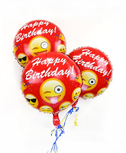 Emoji Birthday Balloons  I Love Emoji Helium Grade Balloons  18 Emoji Birthday Decorations from Everything Emoji (red)