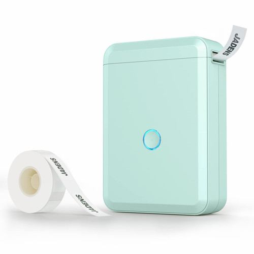 JADENS Label Maker Machine with Tape, D110 Portable Bluetooth Label Printer for Storage, Barcode, Mailing, Office, Home, Organizing, Sticker Maker Mini Label Maker with Multiple Templates, Green