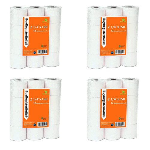 (48 Rolls) 2 1/4 x 150 ft White Adding Machine Tape Paper Rolls Premium One Ply Register Adding Machine/Calculator Paper Rolls Printing Calculator 10 Key (48 Rolls) 2 1/4 x 150 ft White Adding Machine Tape Paper Rolls Premium One Ply Register Adding Machine/Calculator Paper Rolls Printing Calculator 10 Key