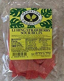 (Pack of 2) Hawaiian Tradition Li Hing Strawberry Sour Belts 2.5 oz.