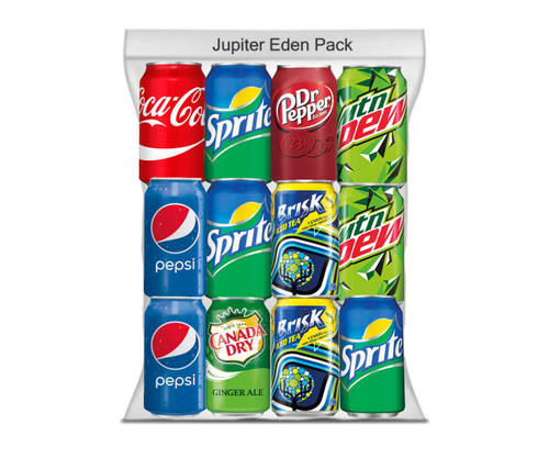 Jupiter Eden Soda Variety Bundle | Multi Flavor Soft Drink Pack | Assortment of Cola,Sprite, Mountain Dew, Dr. Pepper, Sunkist, Canada Dry Ginger Ale, Brisk Iced Tea | The Beverage Care Package (12 Fl Oz (Pack of 12))